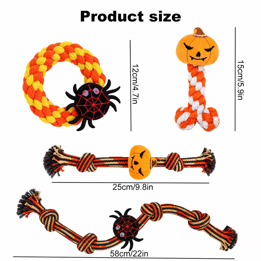 Halloween Tug Of War Spider Plush Dog Toy