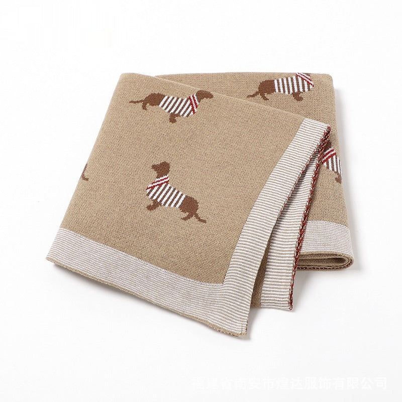 Cartoon Dog Jacquard Knit Blanket for Puppies