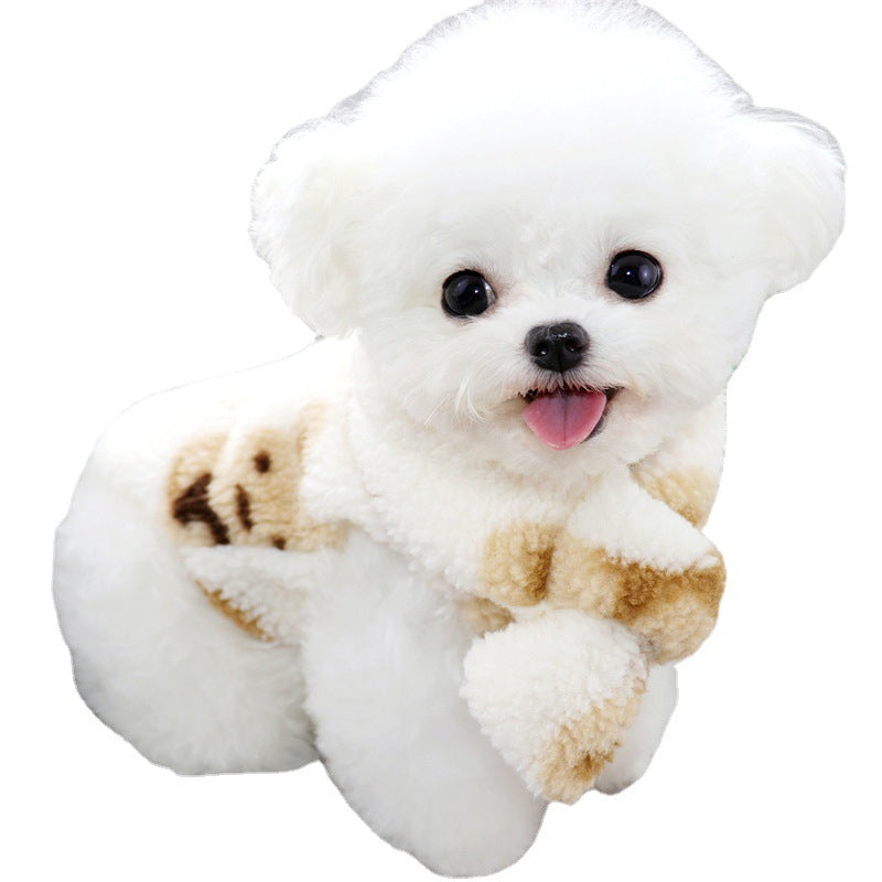Milk Dog Scarf in Greybrown & Milky White