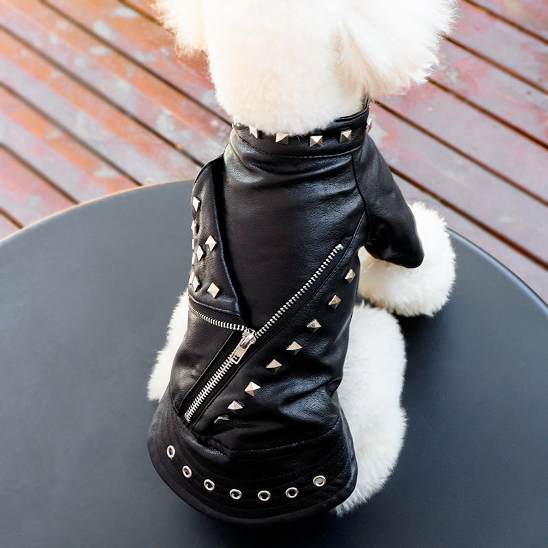 Leather-Style Winter Coat for Dogs