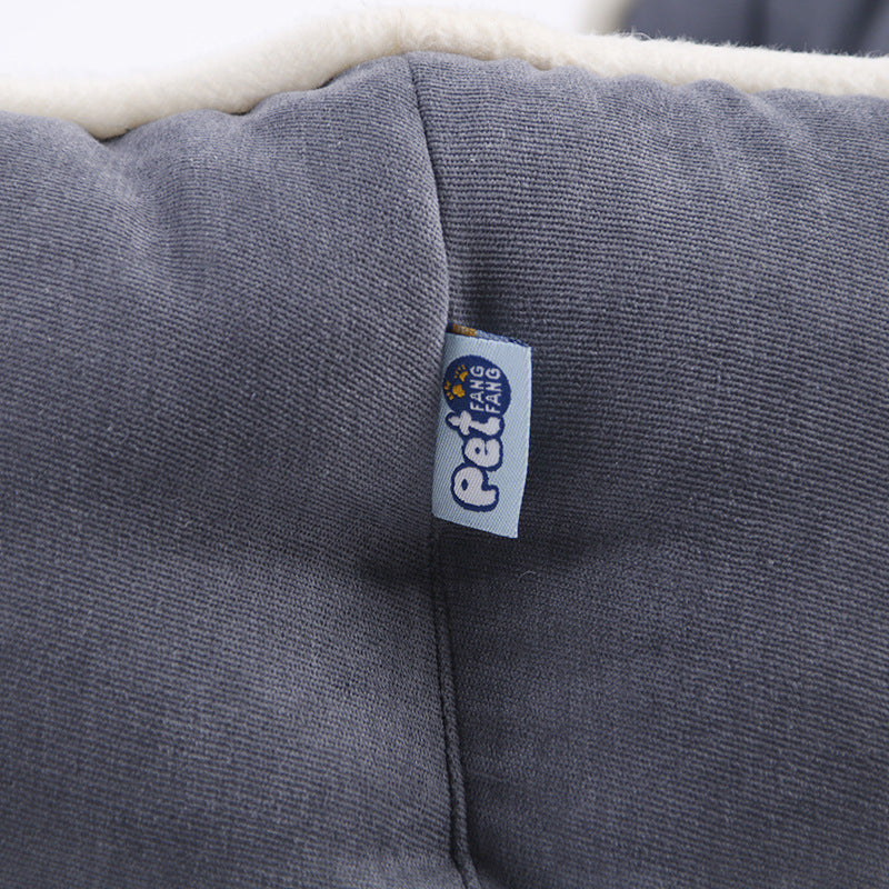 Cozy Warm Dog Cushion in Grey, Pink, and Blue