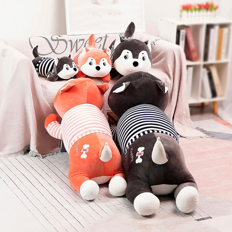 Husky Plush Toy in Orange and Grey