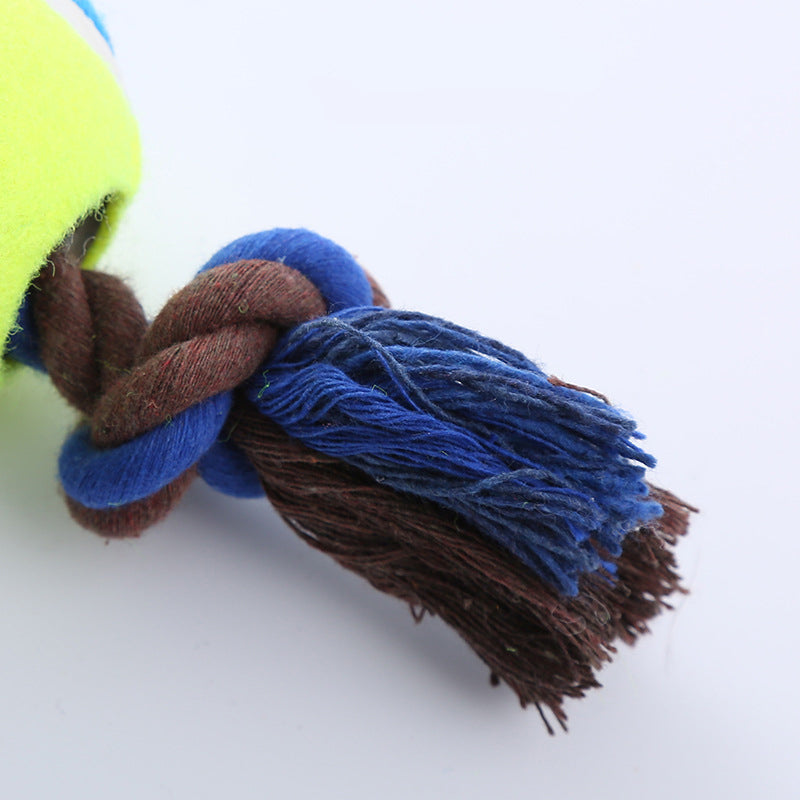 Corduroy Rope Toy with Tennis Ball and Sound