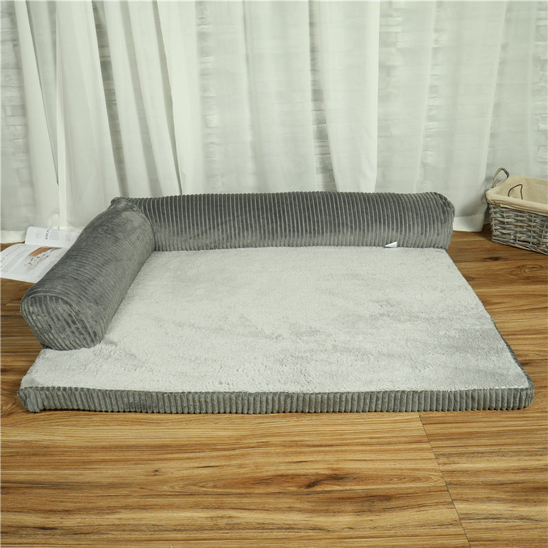 Dog Bed in Coffee, Red and Grey
