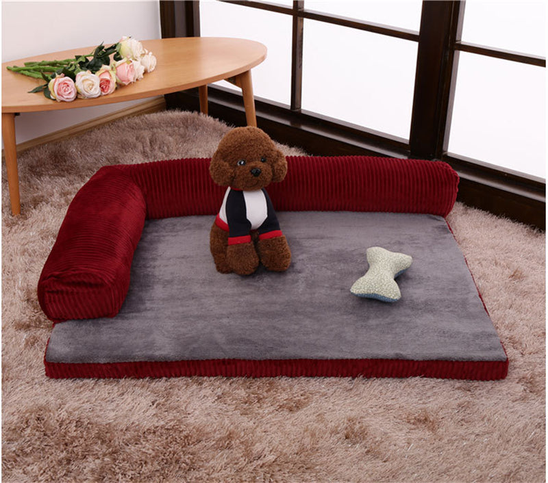Dog Bed in Coffee, Red and Grey