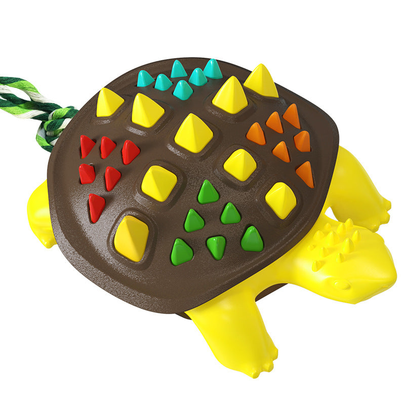 Textured Rubber Chew Toy in Chocolate, Grey, Blue, Yellow and Green