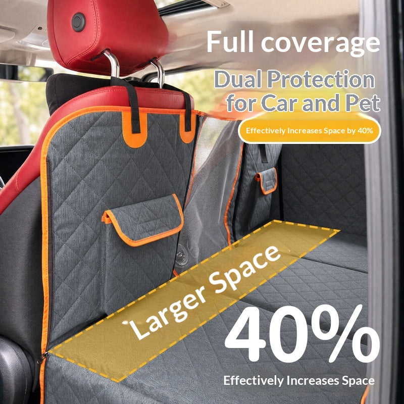 Backseat Dog Car Seat Cover in Orange and Gray