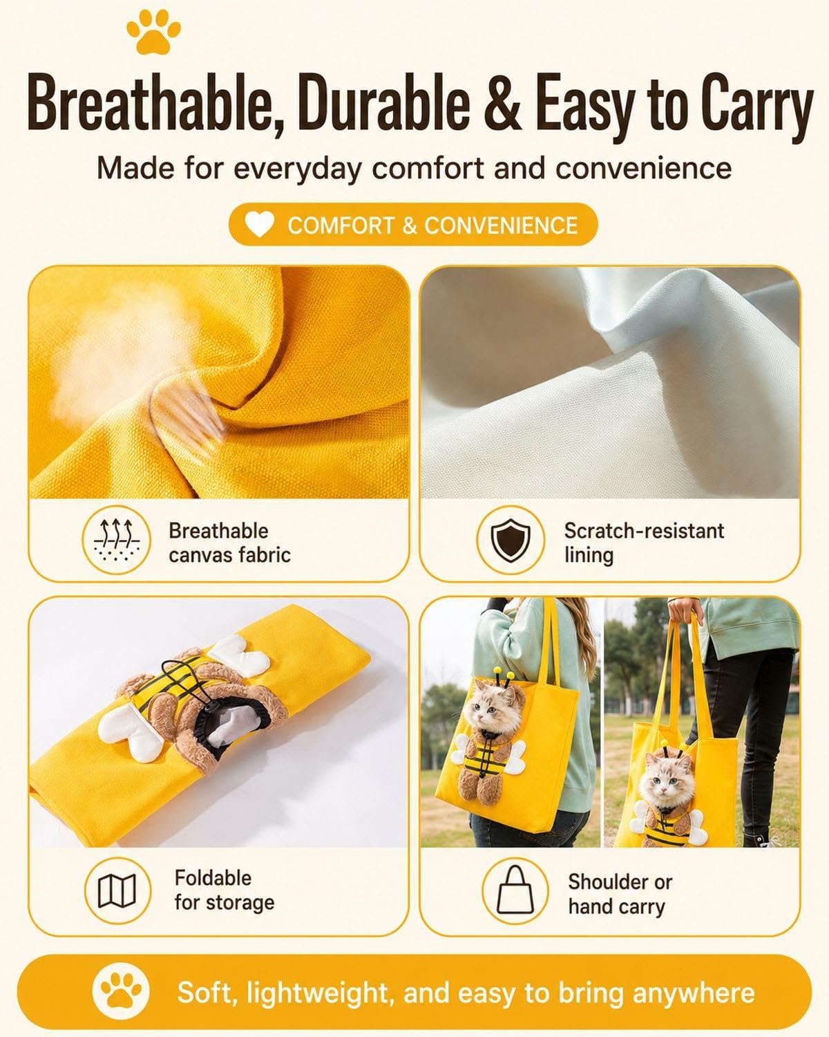 Breathable Canvas Shoulder Carrier in Yellow and Blue