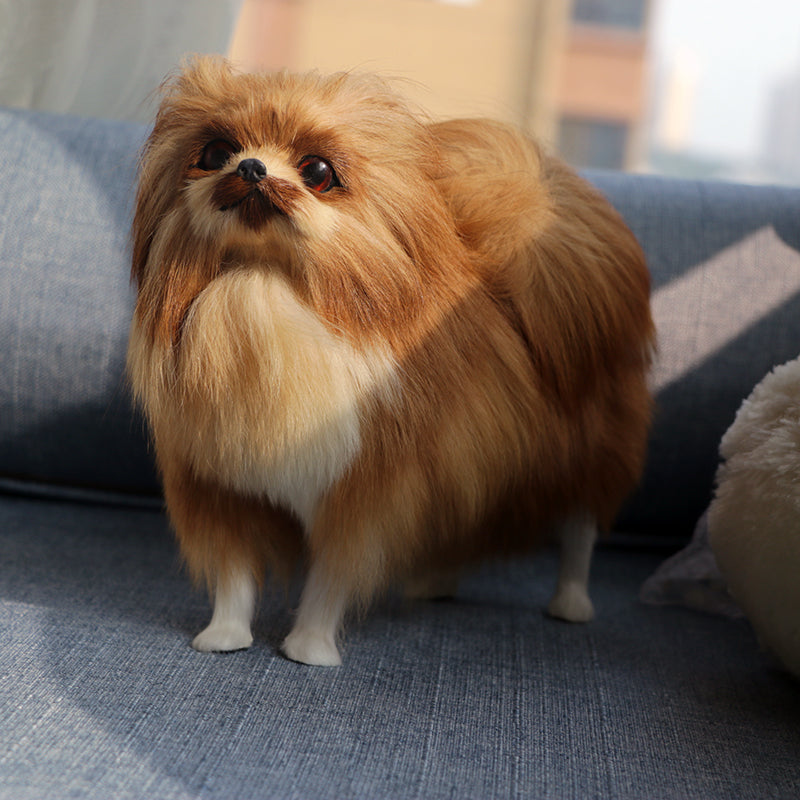 Soft Plush Dog Toy in Beige and Brown