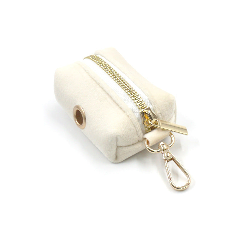 Soft Velvet Poop Bag Dispenser with Hardware Accent