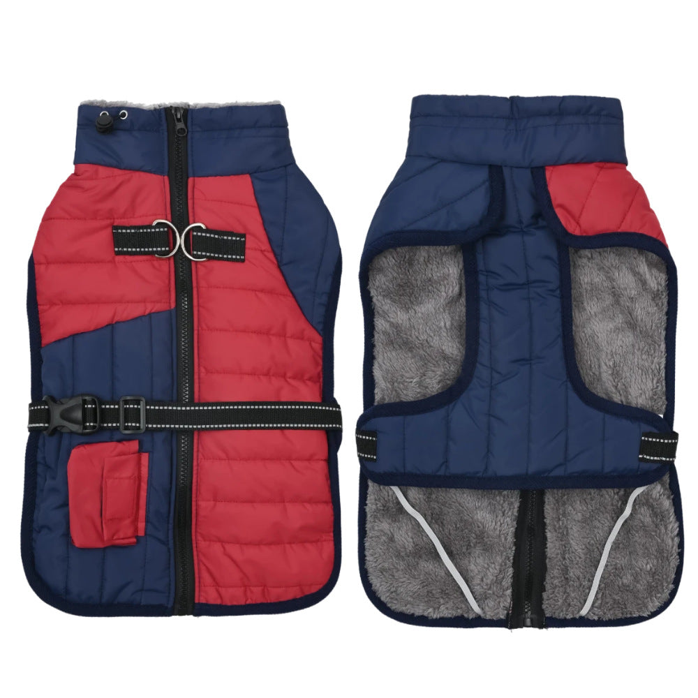 Thick Warm Dog Coat in Wine Red and Light Pink