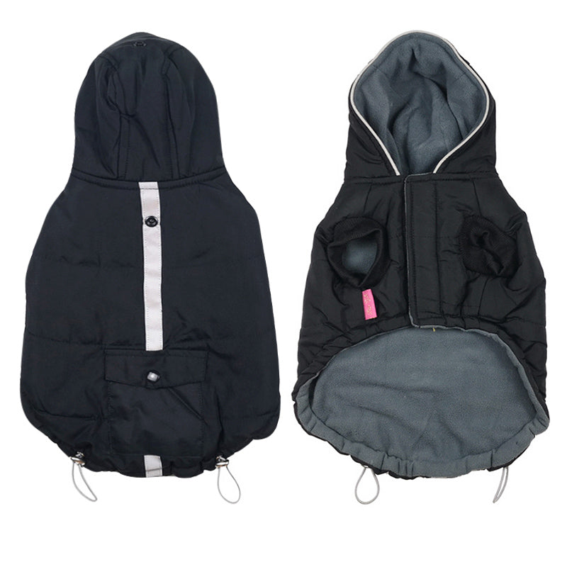 Black Winter Reflective Cotton Dog Coat