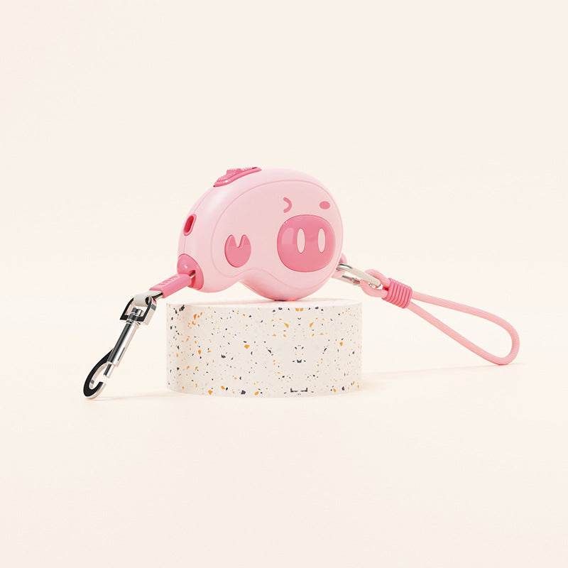 Portable Retractable Dog Leash with Pig Design