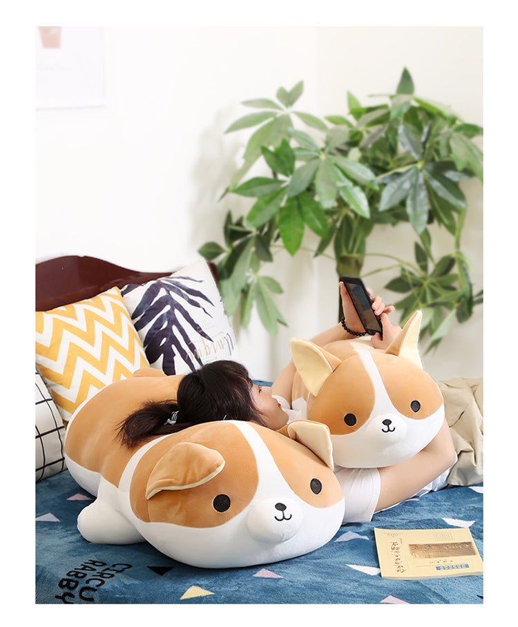Corgi Plush Dog Toy in Brown & White