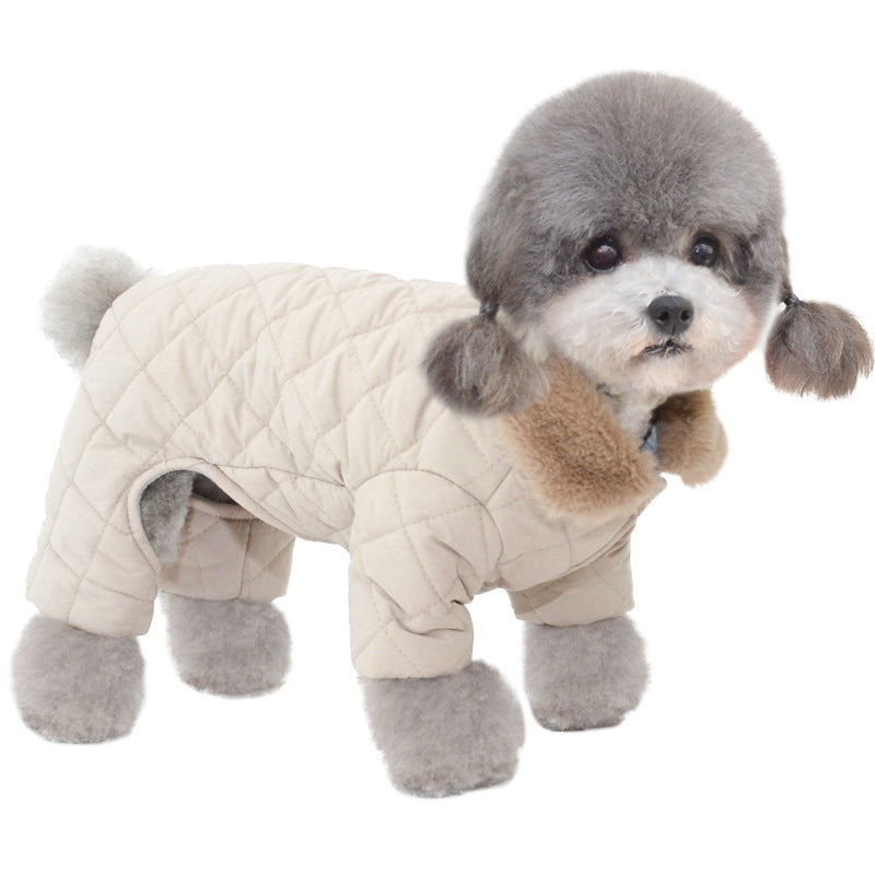 Winter Cotton Dog Coat in Pink and Gray