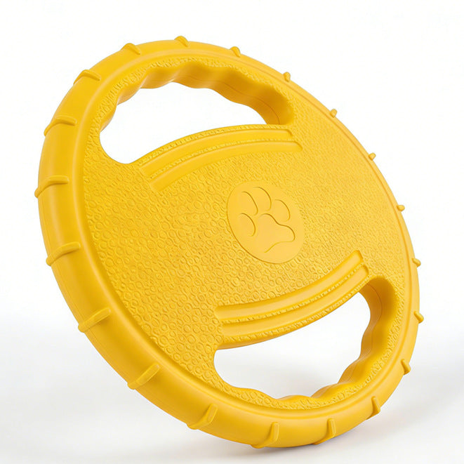 Flying Disc Toy with Paw Print in Yellow, Blue and Rose Red