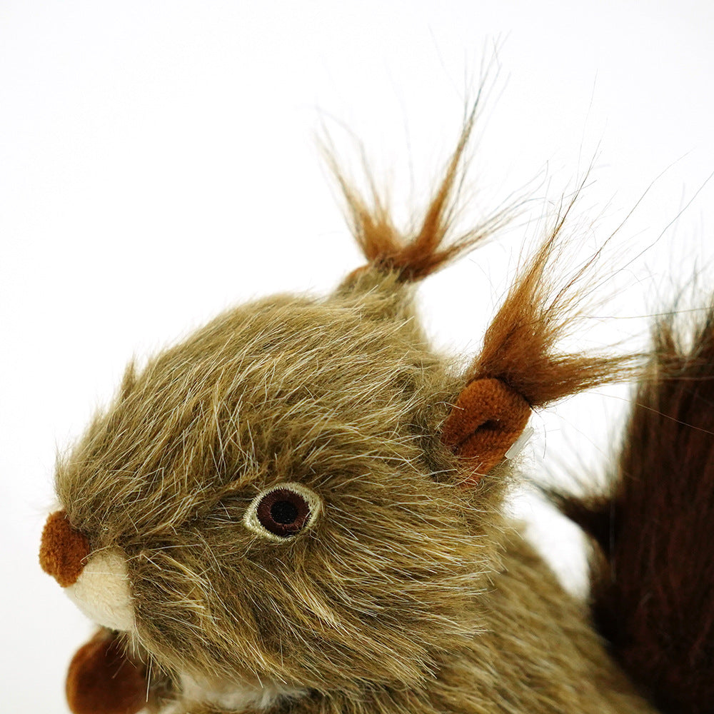 Squeaky Plush Squirrel Dog Toy in Brown