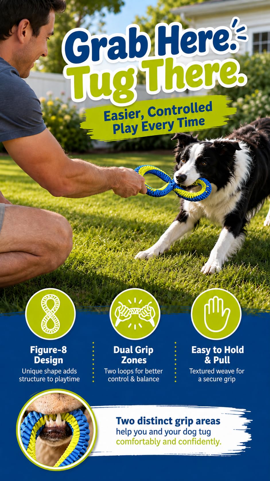 Blue Figure-8 Tug Toy for Dogs