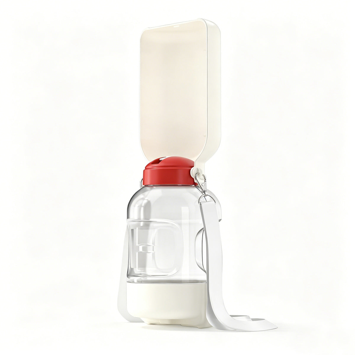 Portable Dog Water Bottle with Food Bowl in Green and White