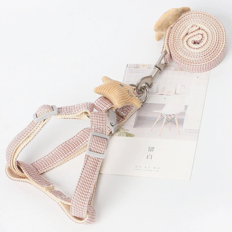 Houndstooth Dog Leash in Red, Pink, Blue & Coffee