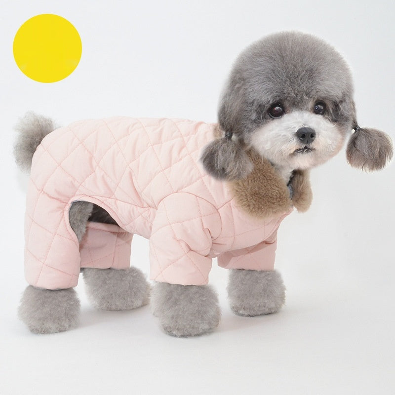 Winter Cotton Dog Coat in Pink and Gray