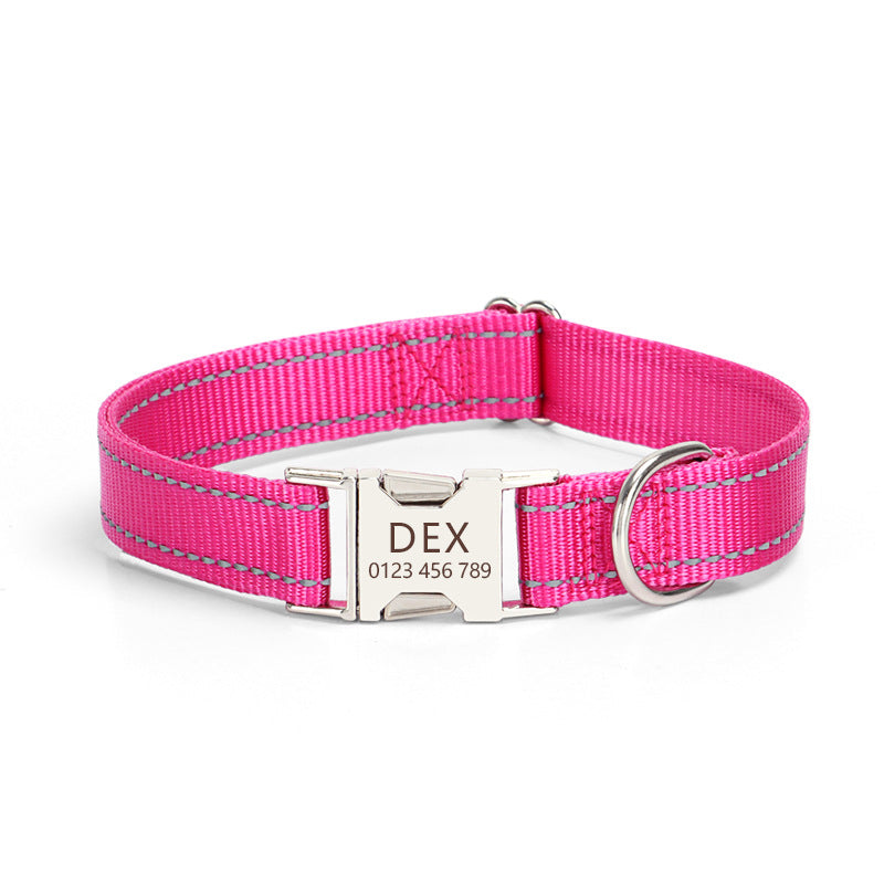 Reflective Nylon Dog Collar in 8 Colors