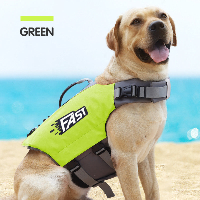 Reflective Dog Swim Vest in Orange and Green, S to XL