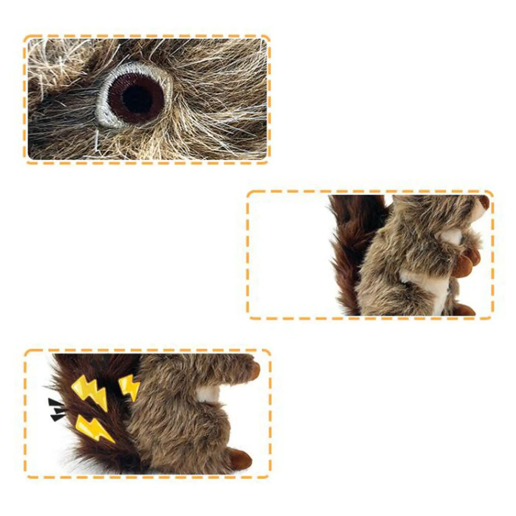 Squeaky Plush Squirrel Dog Toy in Brown