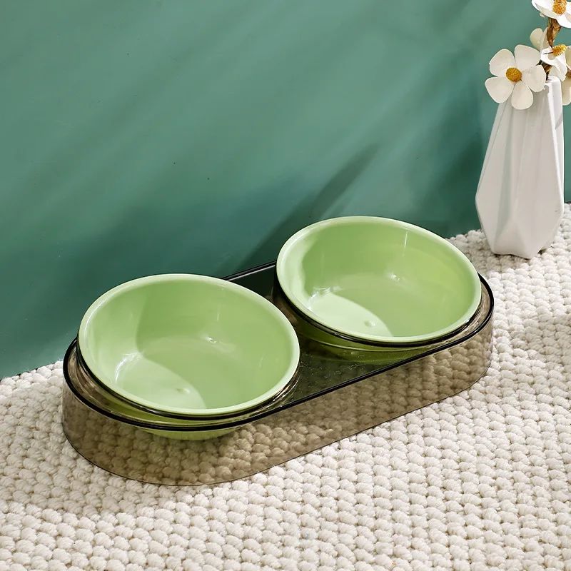 Transparent Double Bowl for Dogs