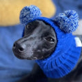 Hand Knitted Wool Dog Hat in Beige, Blue and Gray