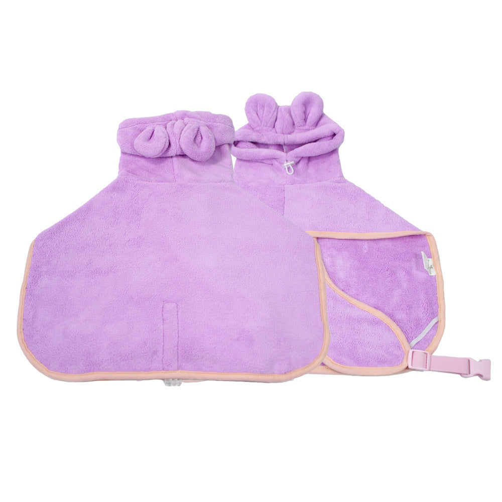 Hooded Microfiber Dog Bathrobe in Multiple Colors