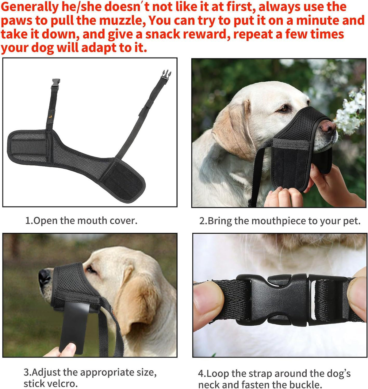 Soft Mesh Dog Muzzle with Front Opening