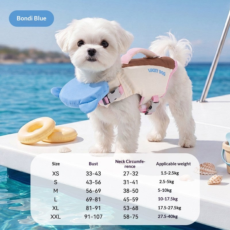 Dinosaur-Shape Dog Swim Vest in Yellow and Blue