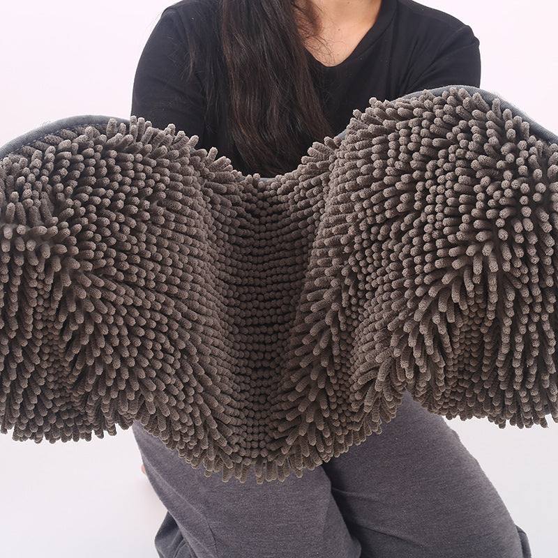 Chenille Bath Towel for Dogs in Grey