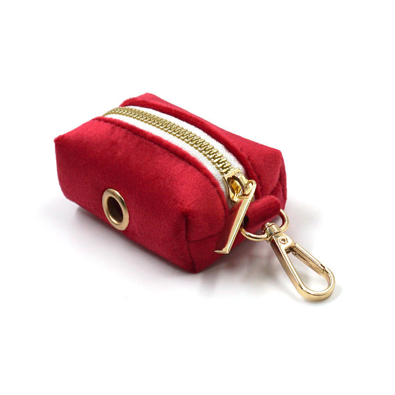 Soft Velvet Poop Bag Dispenser with Hardware Accent