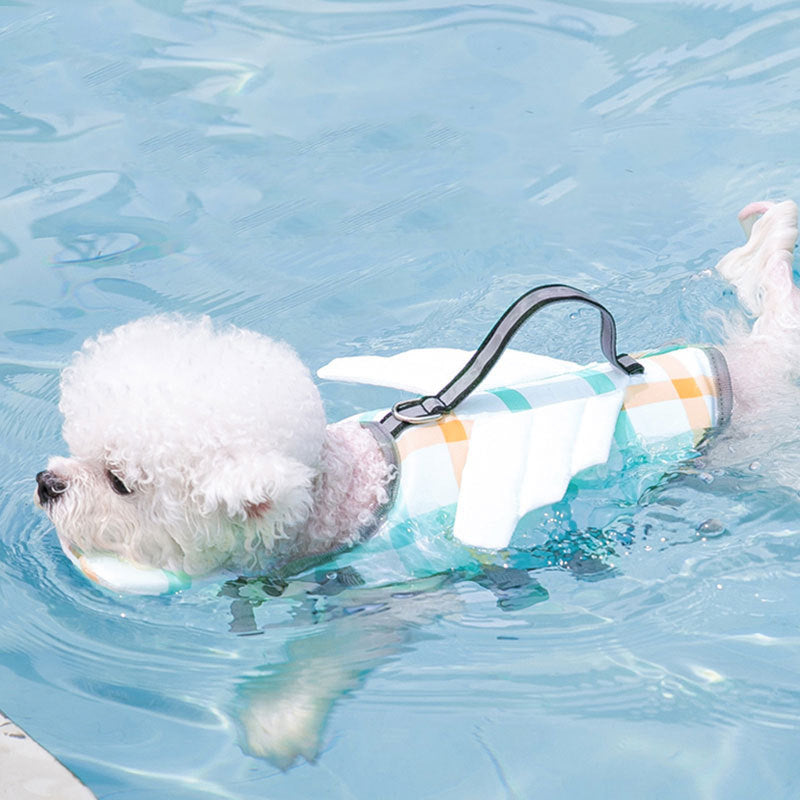 Dog Swim Vest in White, Green and Yellow, XS to 2XL