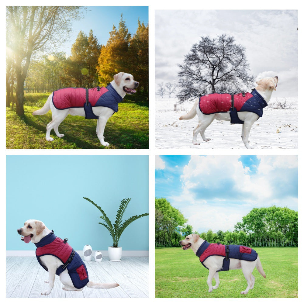 Thick Warm Dog Coat in Wine Red and Light Pink
