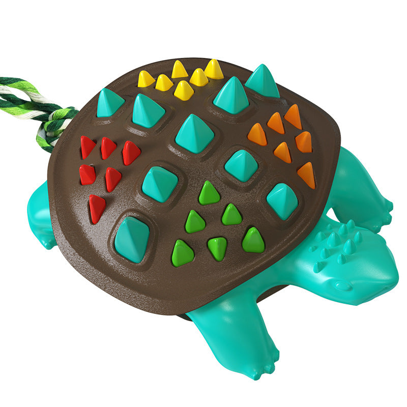 Textured Rubber Chew Toy in Chocolate, Grey, Blue, Yellow and Green
