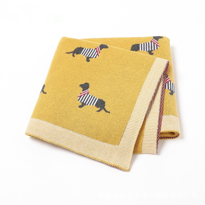 Cartoon Dog Jacquard Knit Blanket for Puppies