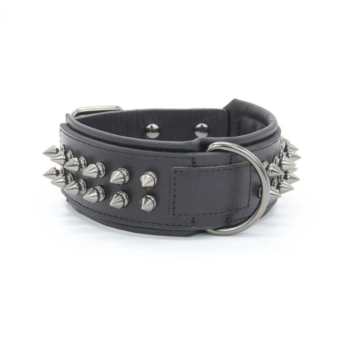 Spiked Leather Dog Collar - Black