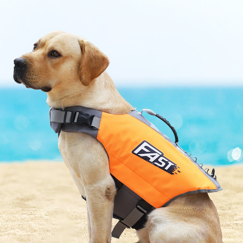 Reflective Dog Swim Vest in Orange and Green, S to XL