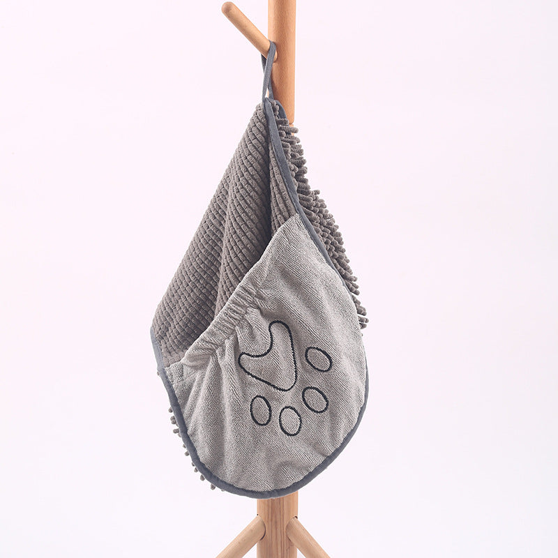 Chenille Bath Towel for Dogs in Grey