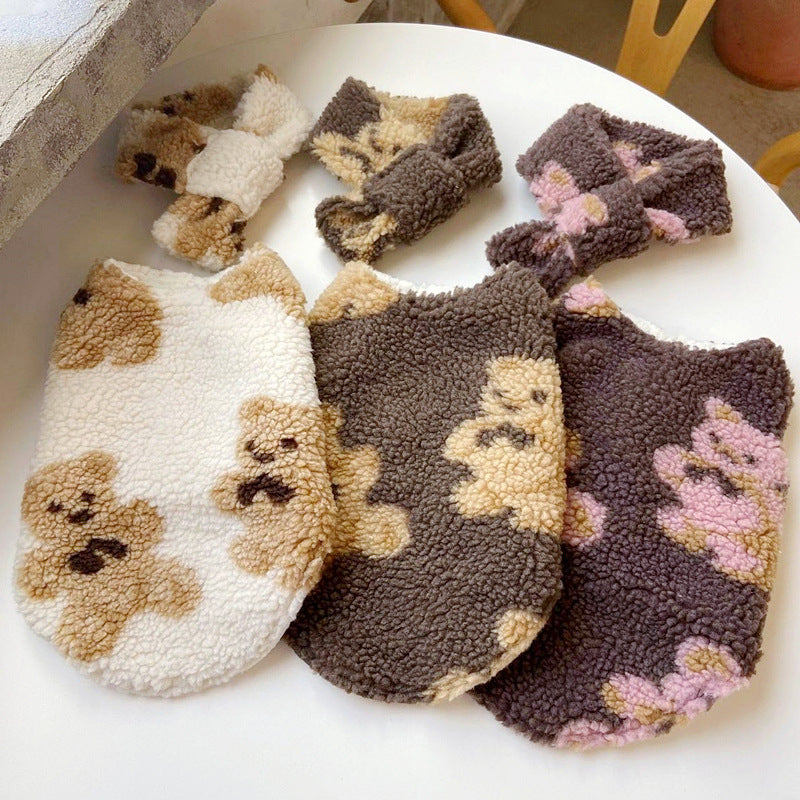 Milk Dog Scarf in Greybrown & Milky White