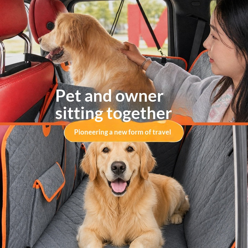 Backseat Dog Car Seat Cover in Orange and Gray