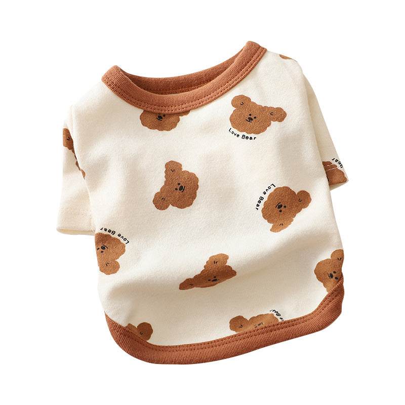 Bear Print Dog Shirt in Blue, Yellow, Cream and Pink