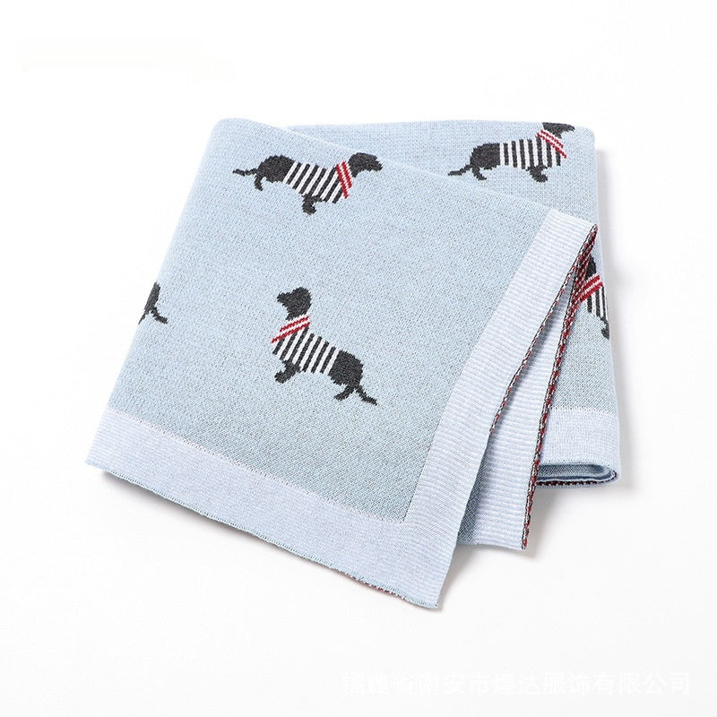 Cartoon Dog Jacquard Knit Blanket for Puppies