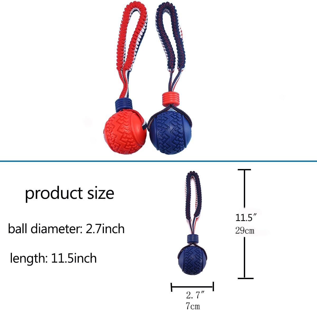 Ball Rope Toy for Small and Medium Dogs in Blue and Red