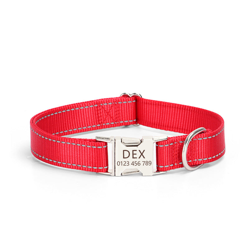 Reflective Nylon Dog Collar in 8 Colors