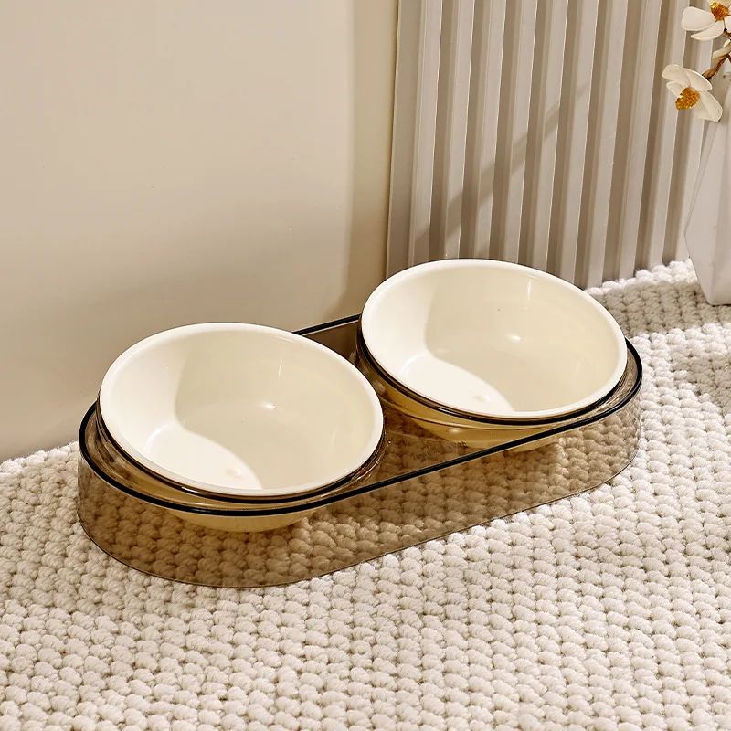 Transparent Double Bowl for Dogs