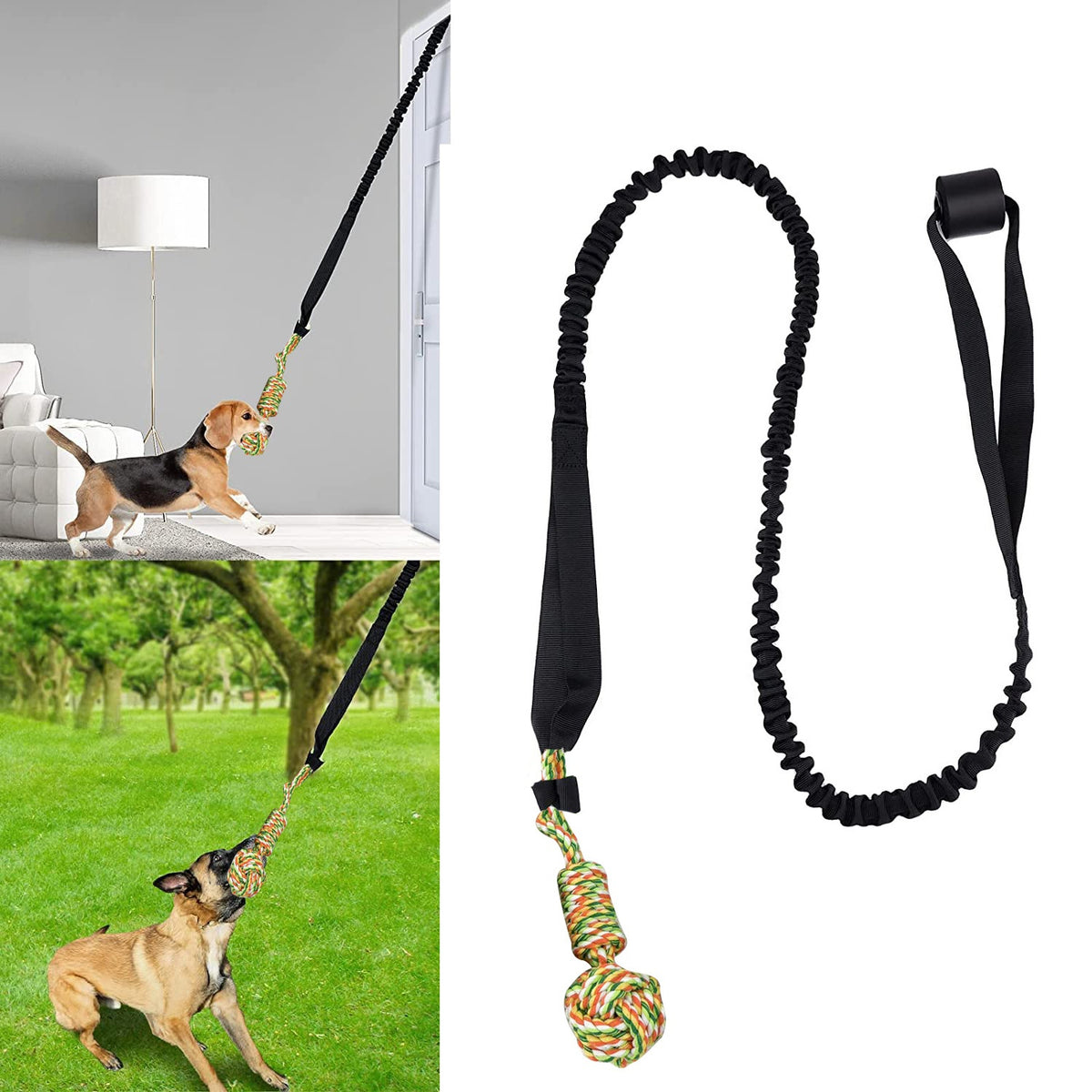 Dog Tug Rope Toy in Black, Gray, and Red
